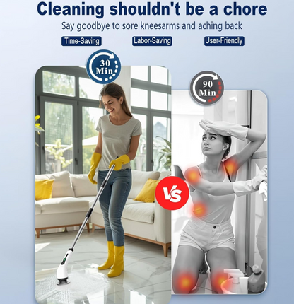 Vexloru™ Cordless Electric Spin Scrubber – 9 Brush Heads + Extension Handle